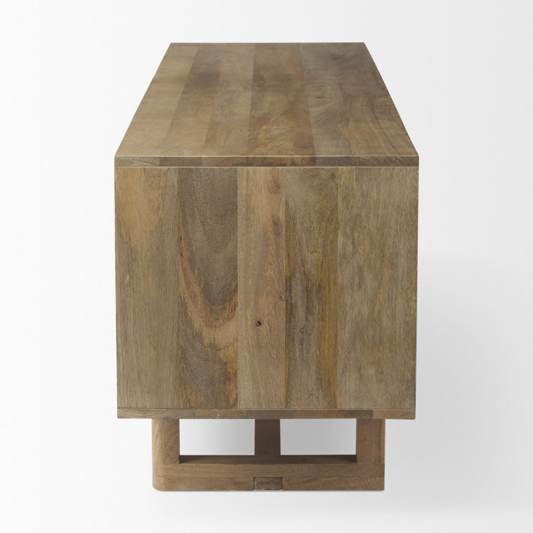 Light Brown Cane Front Media Console with Cabinet