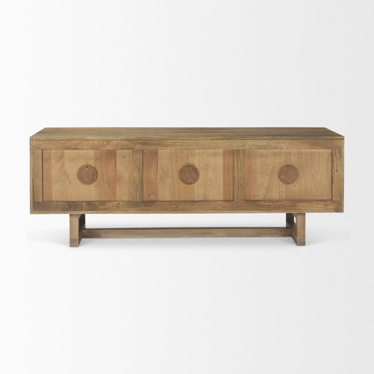 Light Brown Cane Front Media Console with Cabinet