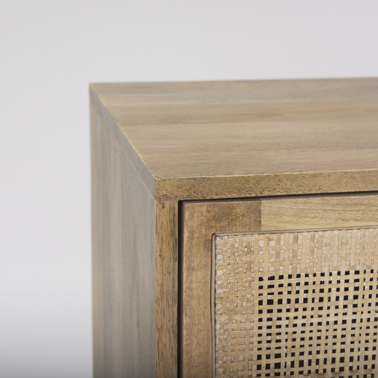 Light Brown Cane Front Media Console with Cabinet