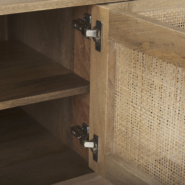 Light Brown Cane Front Media Console with Cabinet