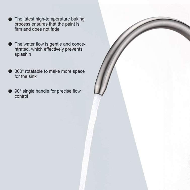Brushed Nickel Single Handle Modern Kitchen Faucet