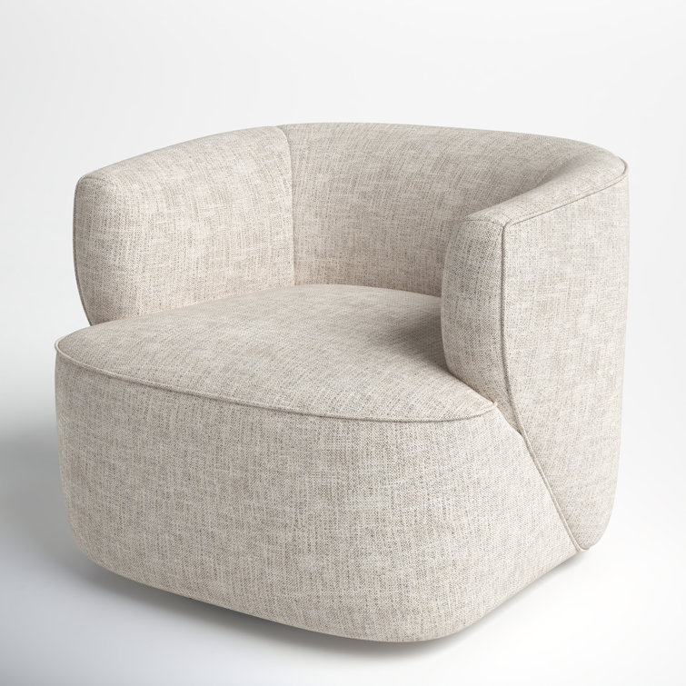 Iona Low-Back Marled Light-Grey Fabric Swivel Chair