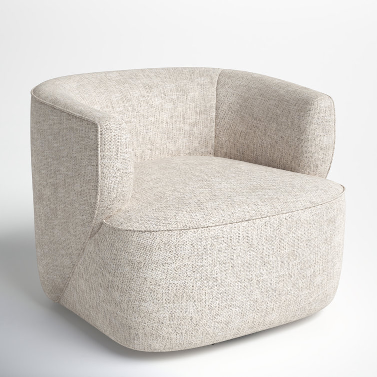 Iona Low-Back Marled Light-Grey Fabric Swivel Chair