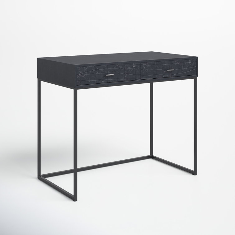 Mugello Solid Acacia Wood Desk with Textured Drawers in Black