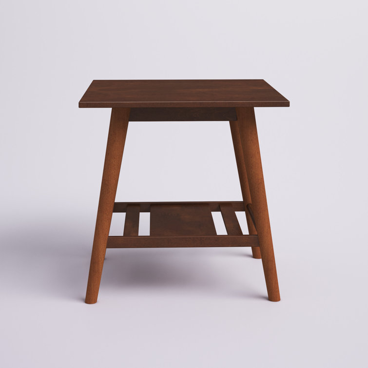 Brock 25'' Medium Yellow Brown Square Wood End Table with Shelf