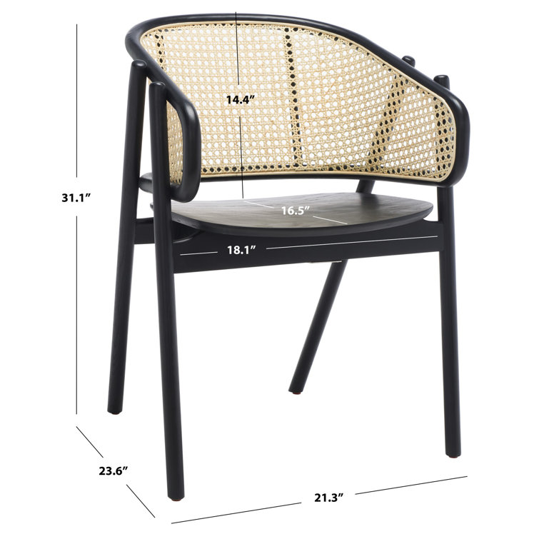 Emmy Black and Natural Rattan Cane Dining Chair