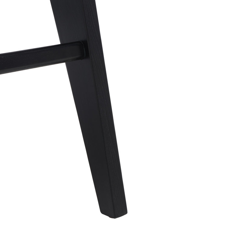 Colette Black and Natural Wood Bar Stool with Rattan Back