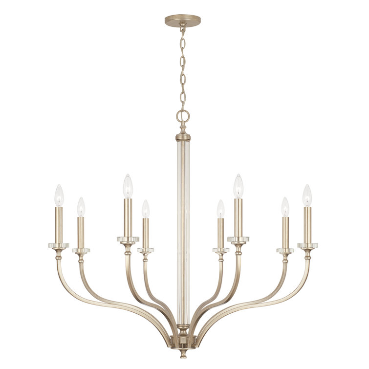 Brushed Champagne 8-Light Crystal Candle Chandelier