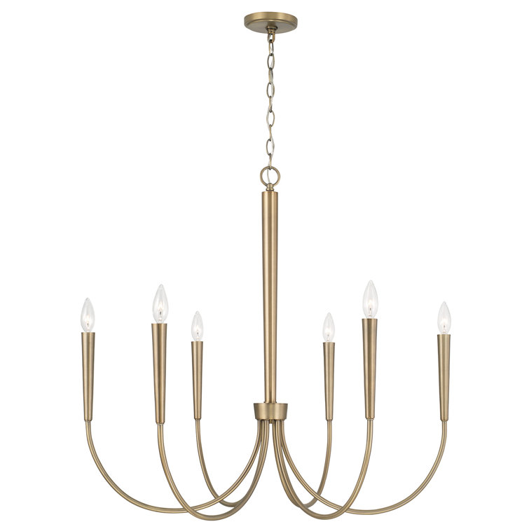 Elegant Aged Brass 6-Light Traditional Taper Candle Chandelier