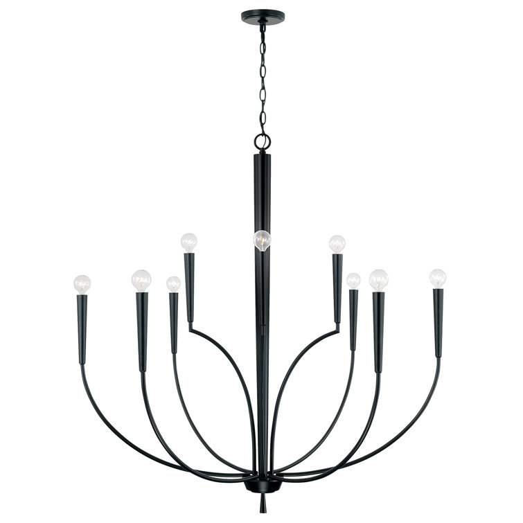 Holden Matte Black 10-Light Tapered Candle Chandelier
