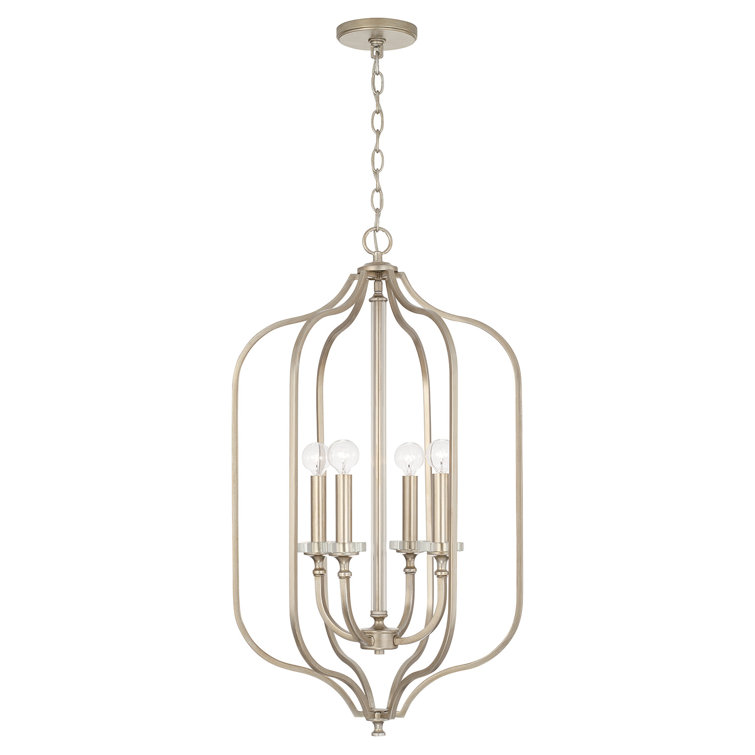 Brushed Champagne 4-Light Transitional Pendant with Acrylic Accents