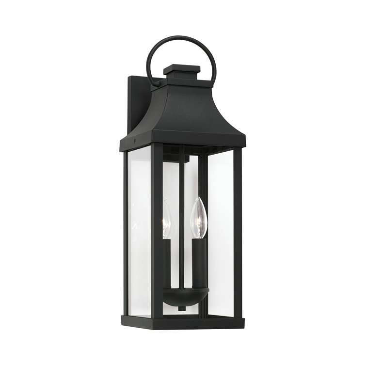 Bradford Transitional 2-Light Outdoor Wall Lantern in Black with Clear Glass