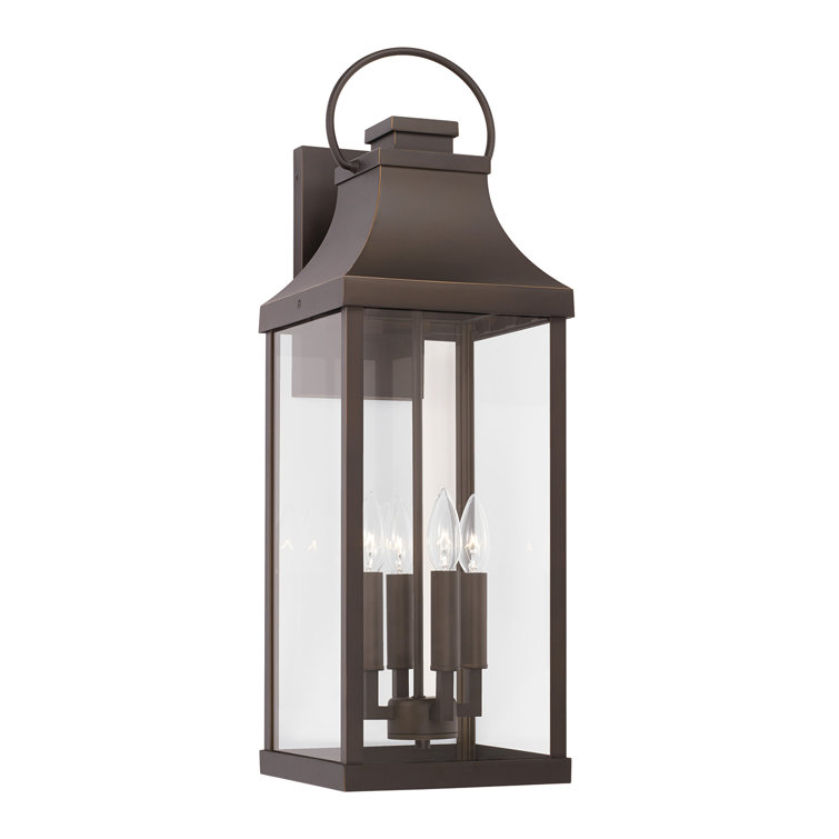 Bradford Oiled Bronze 4-Light Outdoor Wall Lantern with Clear Glass