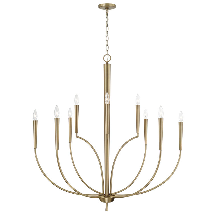 Elegant Aged Brass 10-Light Chandelier with Tapered Candle Sleeves