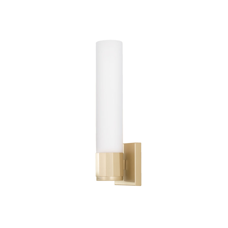 Soft Gold Dimmable Wall Sconce with White Glass
