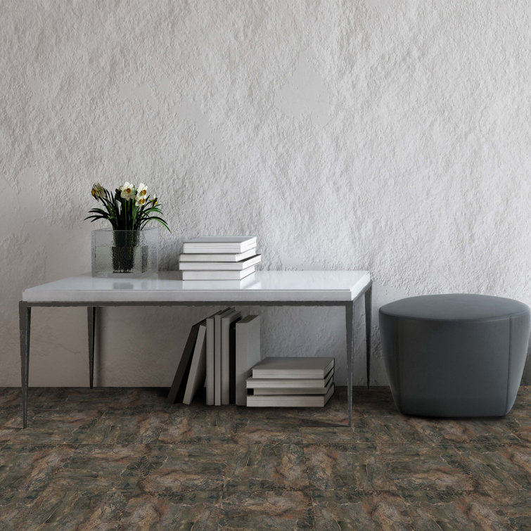 Dark Slate Marble Self-Adhesive Vinyl Floor Tiles 12" x 12"