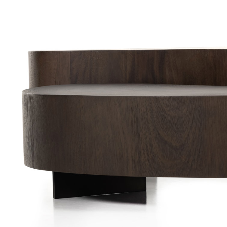 Guanacaste Brown Kidney-Shaped Coffee Table with Metal Base