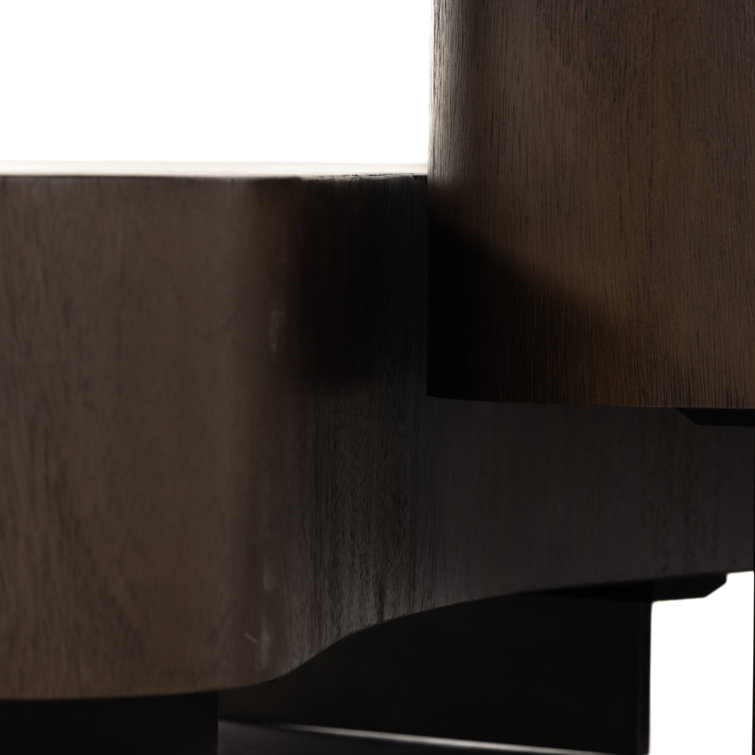 Guanacaste Brown Kidney-Shaped Coffee Table with Metal Base