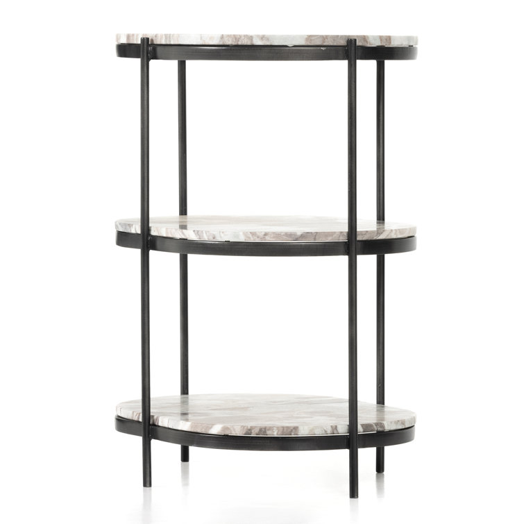 Marlow Canyon Oval Nightstand in Hammered Grey with Marble Top