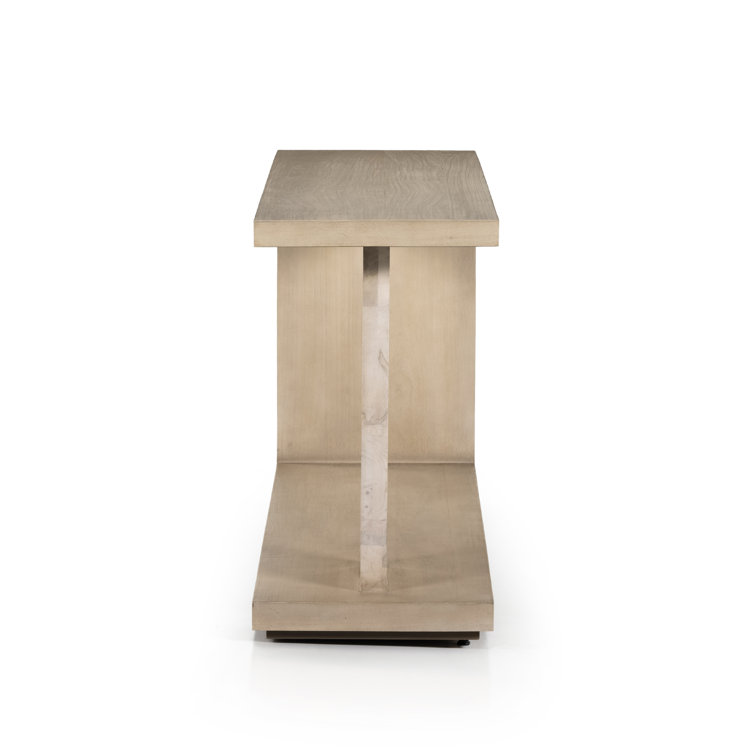 Cantilevered Modern Darian Console Table in White Mahogany