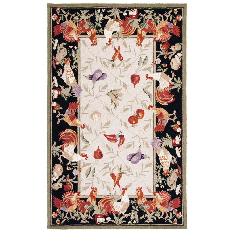 Multicolor Floral Hand-Knotted Wool Area Rug, 4' x 6'