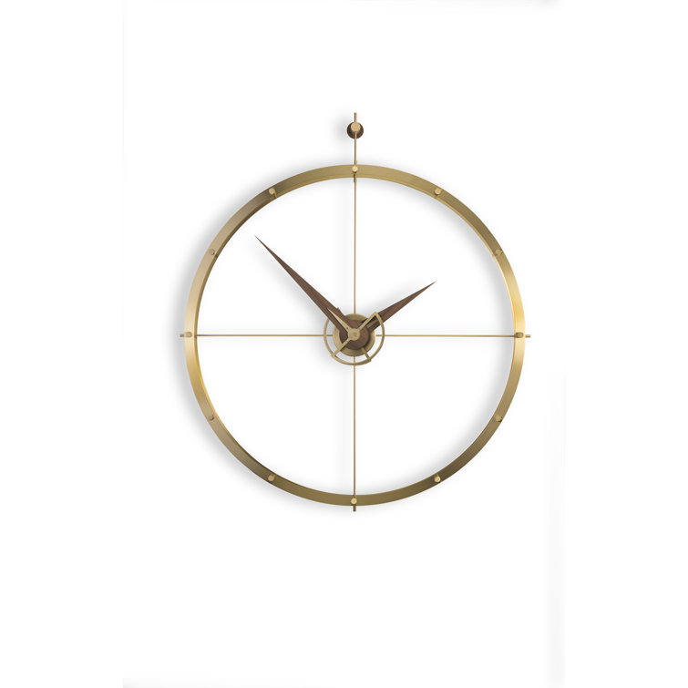 Polished Brass and Walnut Silent Wall Clock