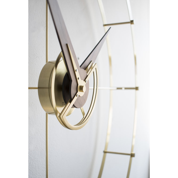 Polished Brass and Walnut Silent Wall Clock