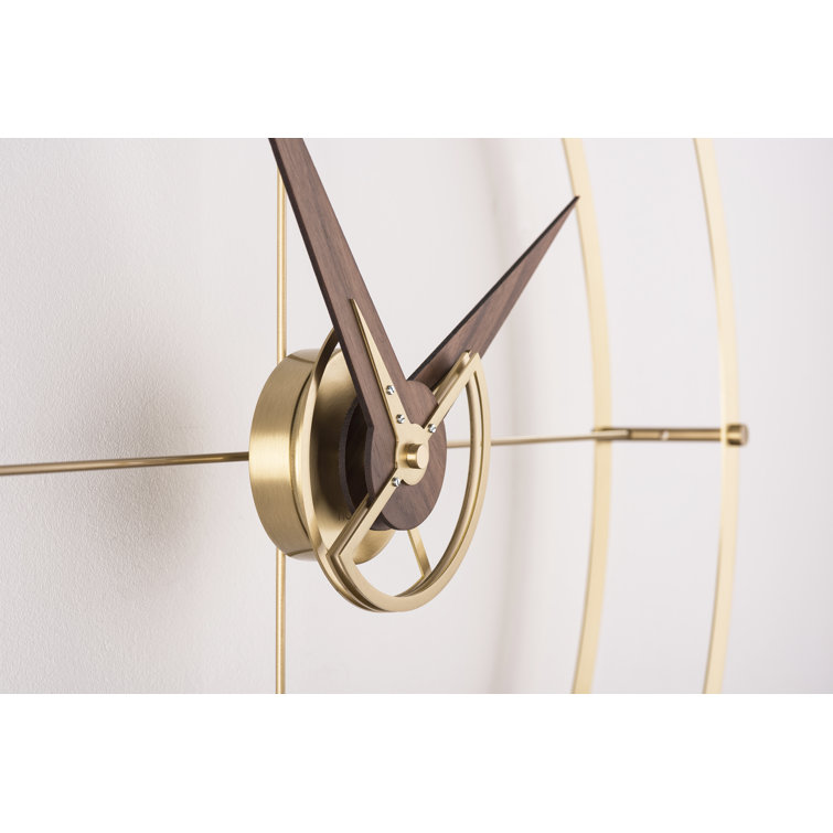 Polished Brass and Walnut Silent Wall Clock