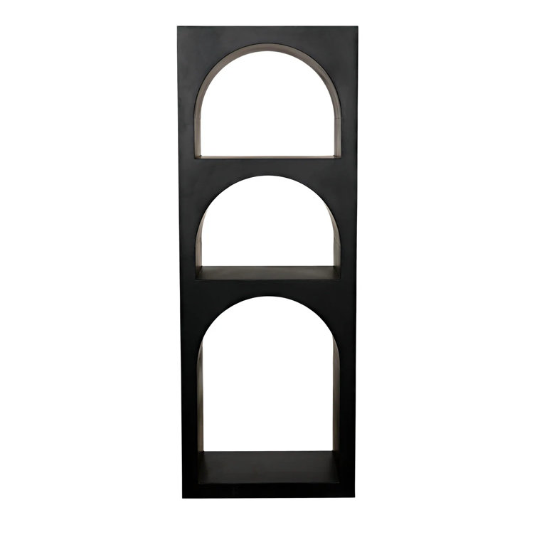 Noir Aqueduct 59" Industrial Black Metal and Wood Bookcase