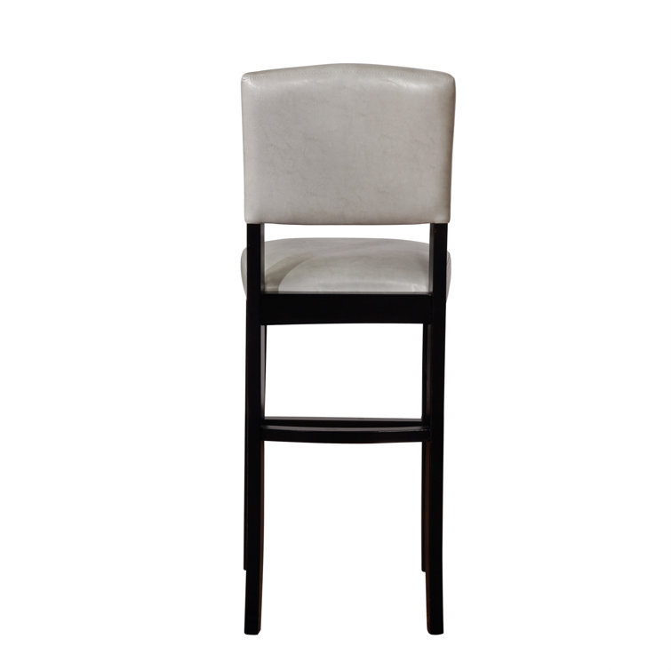 Elegant Dove Gray Faux Leather Upholstered Bar Stool with Black Wood Frame