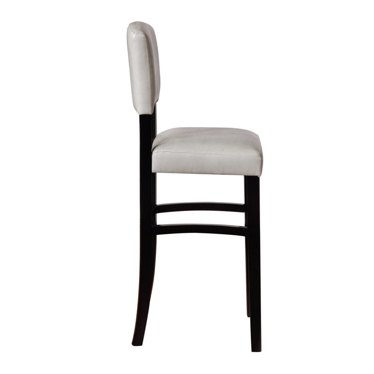 Elegant Dove Gray Faux Leather Upholstered Bar Stool with Black Wood Frame