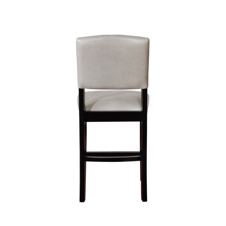 Dove Gray Faux Leather Counter Stool with Black Wood Frame