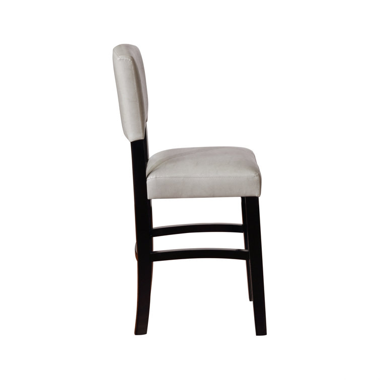Dove Gray Faux Leather Counter Stool with Black Wood Frame