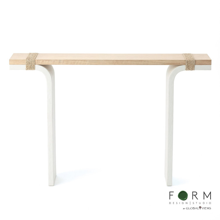 Beige Oak Rectangular Console Table with Storage