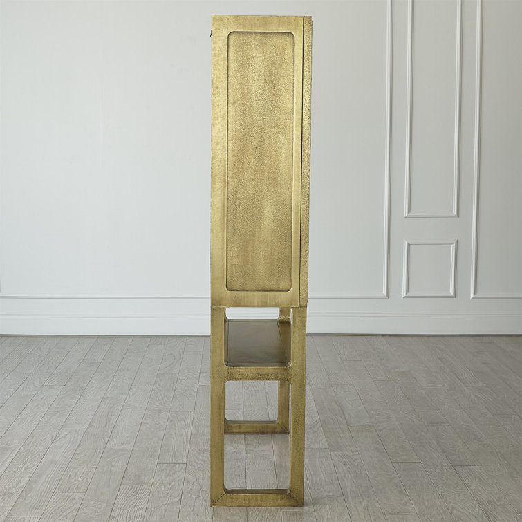 Selenite Sunburst Hardwood Bar Cabinet with Brass Detailing