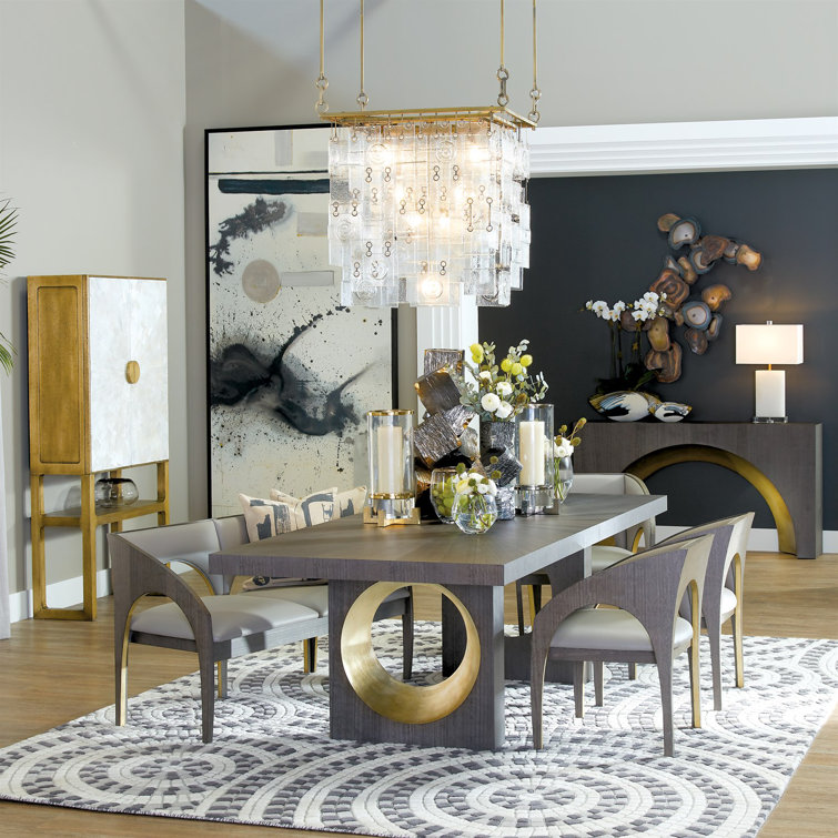 Selenite Sunburst Hardwood Bar Cabinet with Brass Detailing