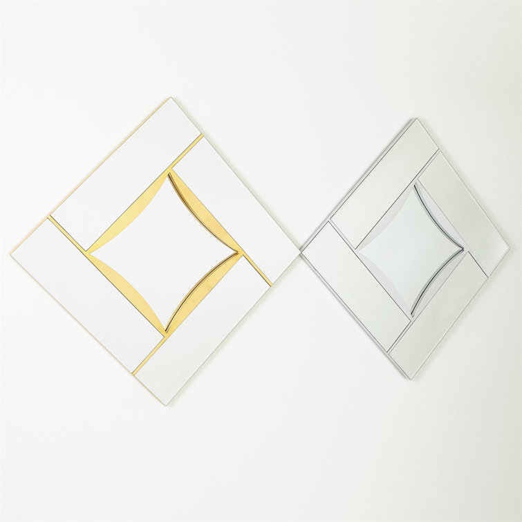 Gold Leaf Rectangular Diamond Shape Wall Mirror