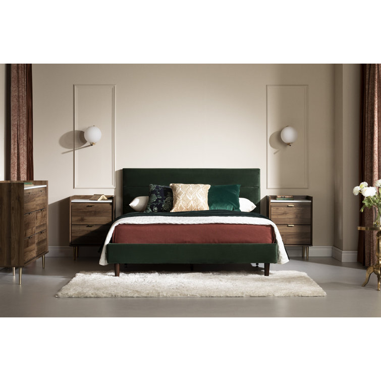 Elegant 6-Drawer Double Dresser in Natural Walnut with Brass Accents