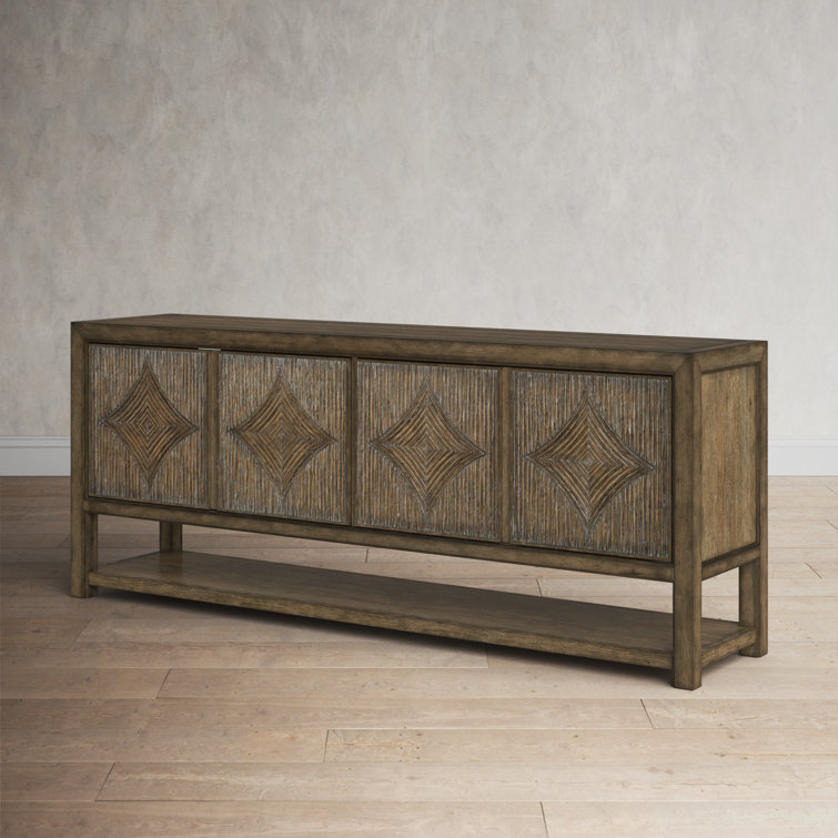 Anders Coastal Wood Reeded 80'' Media Console with Diamond Motifs