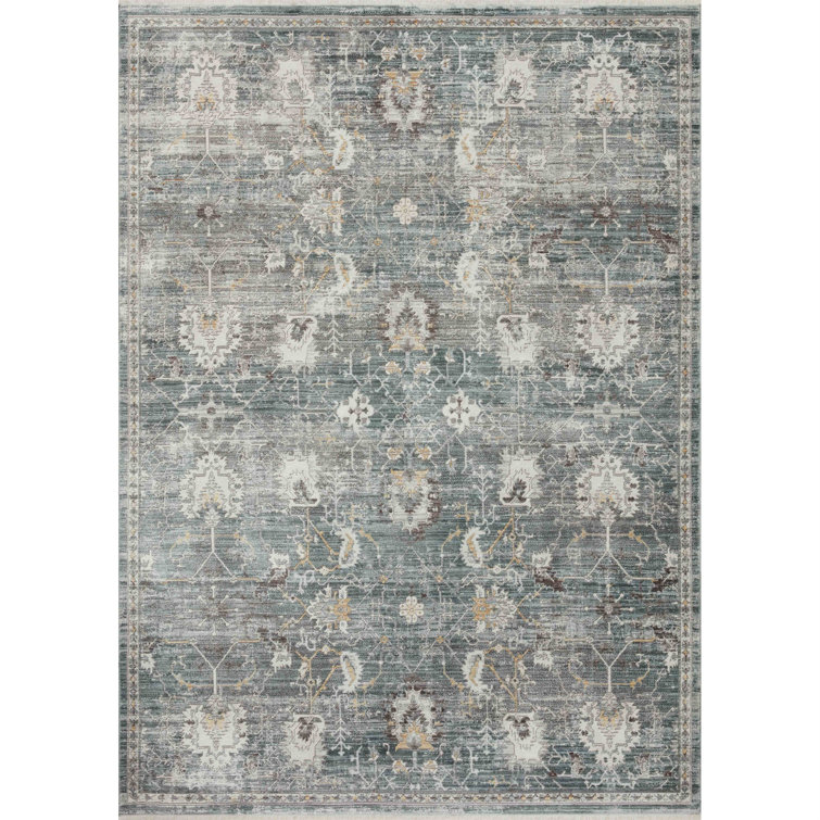 Lagoon & Ivory Synthetic Rectangular Rug 5'3" x 7'6"