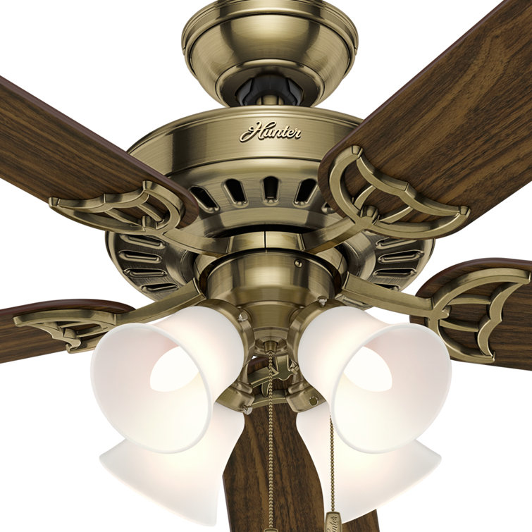 Hunter Studio Series 52" Antique Brass Ceiling Fan with LED Light Kit