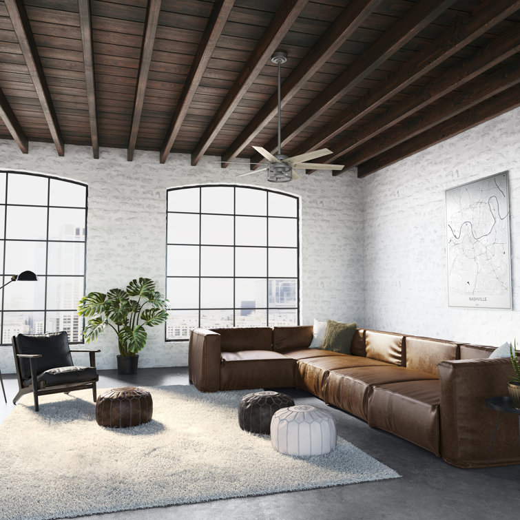52" Matte Silver 6-Blade Ceiling Fan with LED Light and Remote