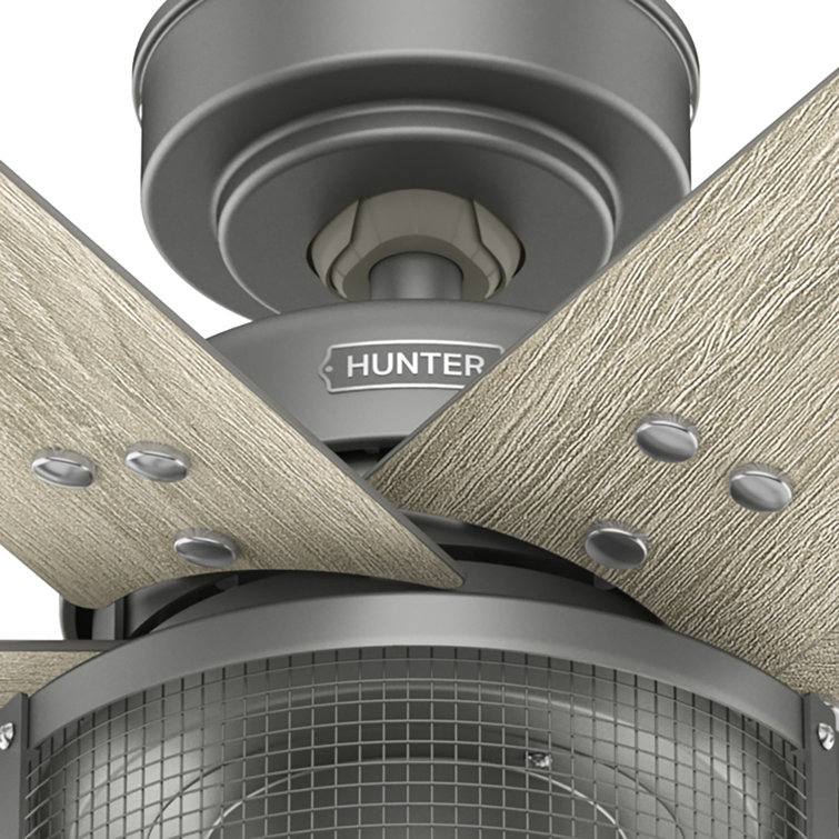 52" Matte Silver 6-Blade Ceiling Fan with LED Light and Remote
