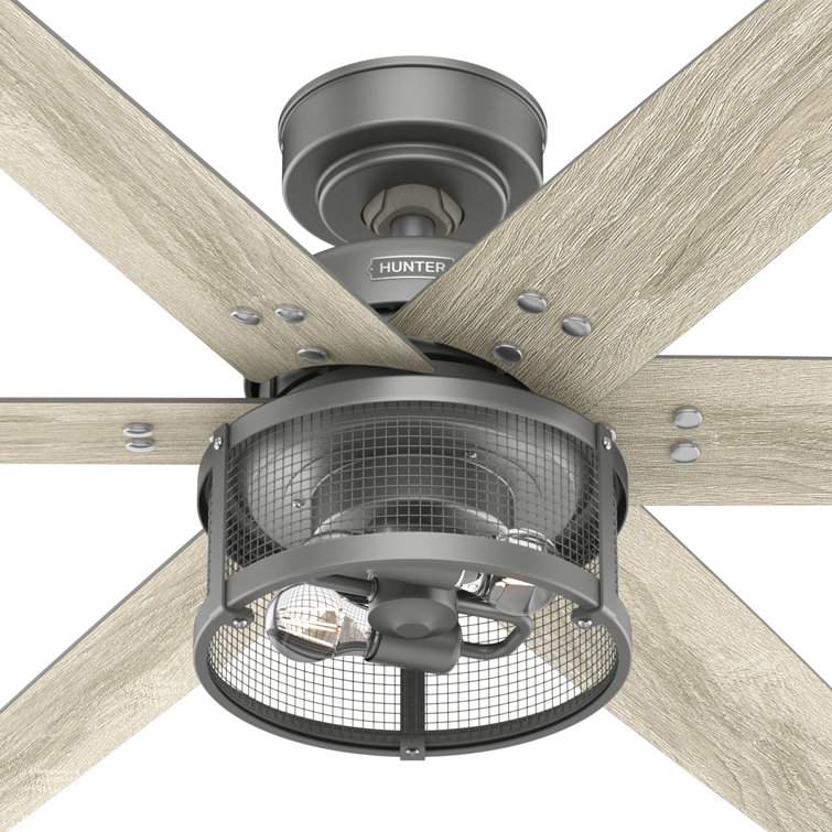 52" Matte Silver 6-Blade Ceiling Fan with LED Light and Remote