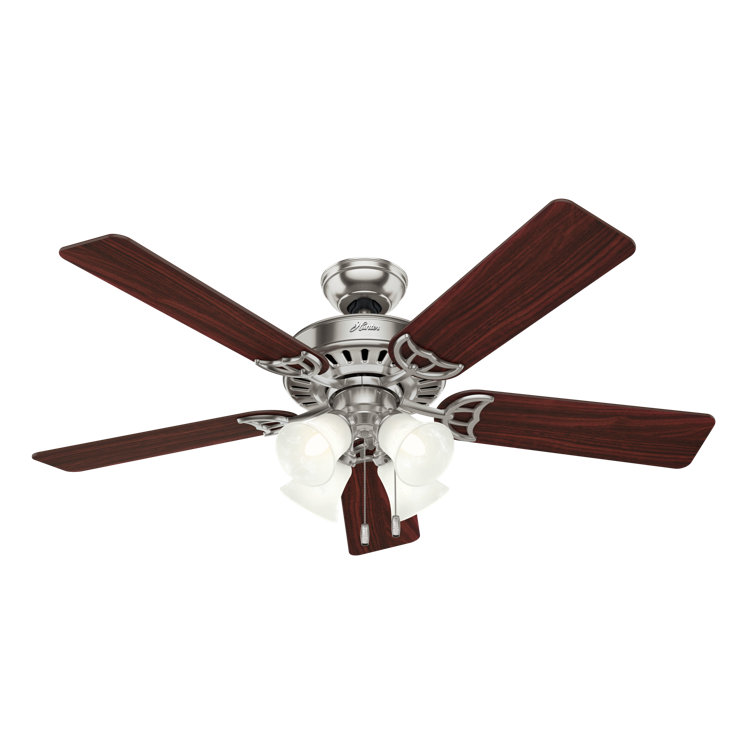 52" Brushed Nickel Ceiling Fan with LED Light and Reversible Blades