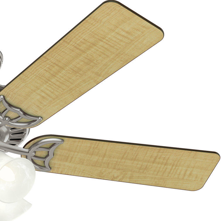 52" Brushed Nickel Ceiling Fan with LED Light and Reversible Blades