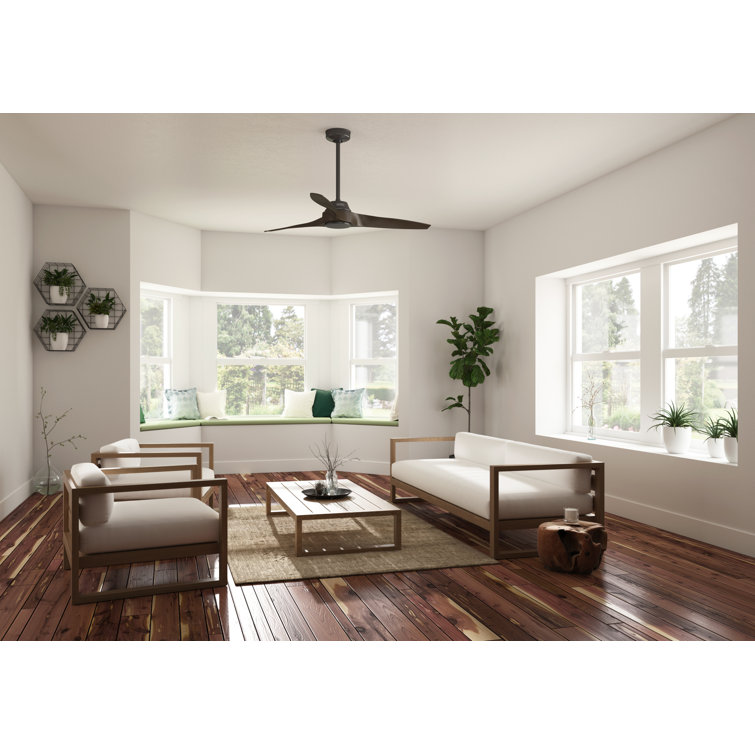 52" Premier Bronze 3-Blade Modern Ceiling Fan with Wall Control