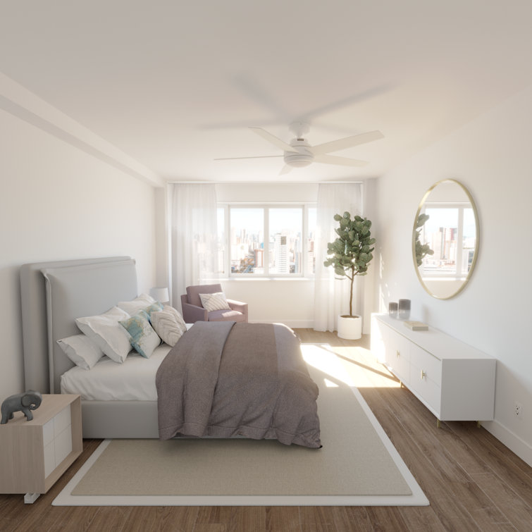 52" Fresh White Metal Ceiling Fan with LED Light and Remote