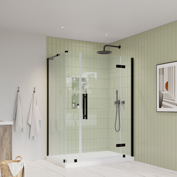 Endless Tampa Oil Rubbed Bronze Frameless Corner Shower Kit with Acrylic Base