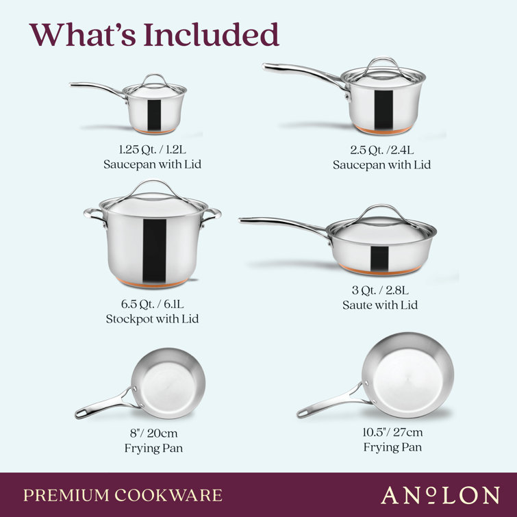 Anolon Nouvelle Copper Stainless Steel 10-Piece Cookware Set